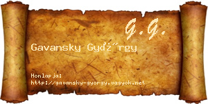 Gavansky György névjegykártya